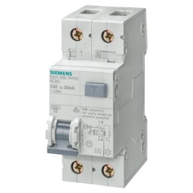 5SU1356-1KK13 - Siemens - RCBO, 6 kA, 1P+N, tüüp AC, 30 mA, C-Char, In: 13 A, Un AC: 230 V