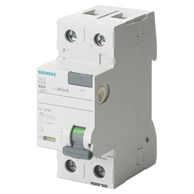 5SV3314-6 - Siemens - Diferentsiaallüliti, 2-pooluseline, tüüp A, In: 40 A, 30 mA, Un AC: 230 V