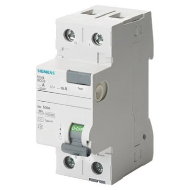 5SV4316-0KL - Siemens - Diferentsiaallüliti, 2-pooluseline, tüüp AC, sisend: 63 A, 30 mA, Un AC: 230 V, N vasakpoolne