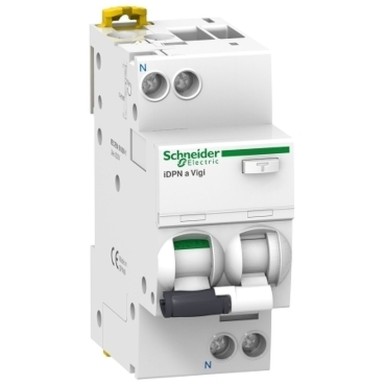 A9D54610 - Schneider Electric - Ülevoolukaitsega jääkvoolukaitselüliti (RCBO), Acti9 iDPNa Vigi, 1P+N, 10A, B-kõver, 4500A, A-tüüp, 30mA