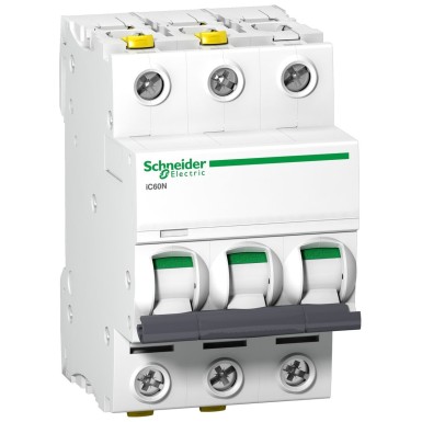 A9F04310 - Schneider Electric - Minikaitselüliti (MCB), Acti9 iC60N, 3P, 10A, C-kõver, 6000A (IEC 60898-1), 10kA (IEC 60947-2), kahekordne termin.