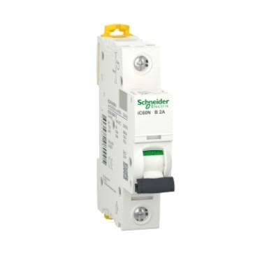 A9F73102 - Schneider Electric - Minikaitselüliti (MCB), Acti9 iC60N, 1P, 2A, B-kõver, 6000A (IEC/EN 60898-1), 50kA (IEC/EN 60947-2)