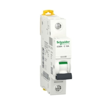 A9F84110 - Schneider Electric - Minikaitselüliti (MCB), Acti9 iC60H, 1P, 10A, C-kõver, 10000A (IEC/EN 60898-1), 15kA (IEC/EN 60947-2)