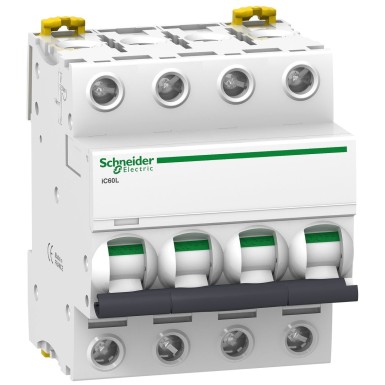 A9F94440 - Schneider Electric - Minikaitselüliti (MCB), Acti9 iC60L, 4P, 40A, C-kõver, 15000A (IEC/EN 60898-1), 20kA (IEC/EN 60947-2)