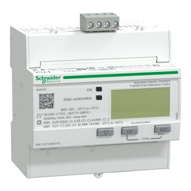 A9MEM3255 - Schneider Electric - Acti9 iEM - kolmefaasiline energiamõõtja - TI - multitariifne - kW alarm - Modbus - MID