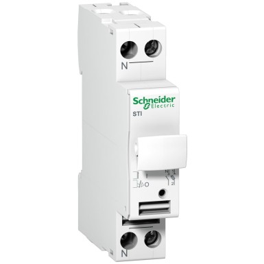 A9N15646 - Schneider Electric - Acti 9 - kaitselüliti STI - 1 polaarne + N - 25 A - kaitsme jaoks 10,3 x 38 mm