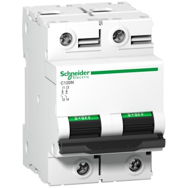 A9N18382 - Schneider Electric - Minikaitselüliti (MCB), Acti9 C120N, 2P, 63A, D-kõver, 10000A (IEC/EN 60898-1), 10kA (IEC/EN 60947-2)