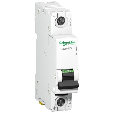 A9N61500 - Schneider Electric - Minikaitselüliti (MCB), Acti9 C60H-DC, 1P, 0,5A, C-kõver, 6kA (IEC/EN 60947-2)