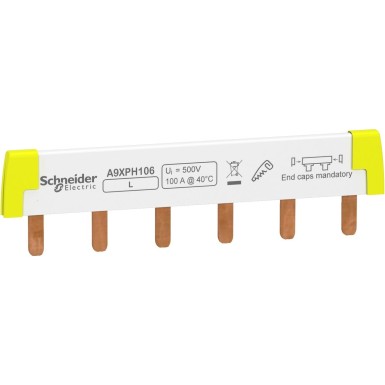 A9XPH106 - Schneider Electric - Acti9 iC60 - hammastega kamm - 1P - 100A - 6 moodulit 18mm