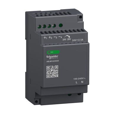 ABLM1A24025 - Schneider Electric - Modicon ABL - lülitatav toiteallikas - 2,5A - 100 kuni 240 VAC ühe-/kahefaasiline - 24 Vdc