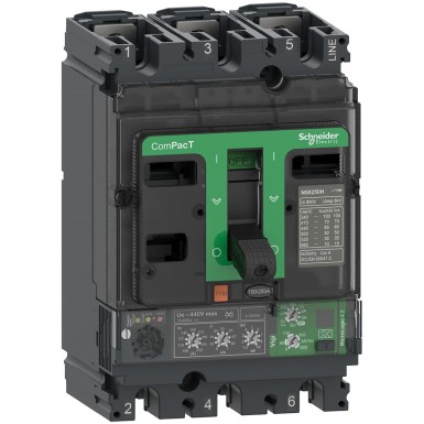 C10F34V100 - Schneider Electric - Kaitselüliti, ComPacT NSX100F, 36kA/415VAC, 3P, MicroLogic Vigi 4.2 päästikuga 100A