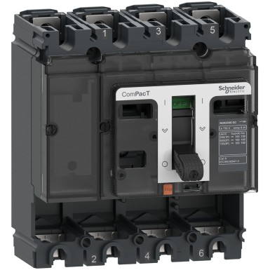 C10S4D - Schneider Electric - Kaitselüliti põhiraam, ComPacT NSX100S DC, 100kA/750VDC, 4 poolust, 100A raami nimivõimsus, ilma päästikuta.