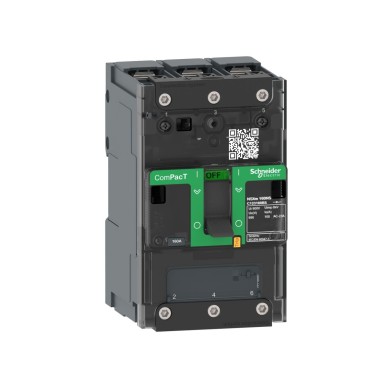 C123160BS - Schneider Electric - Lülituskatkesti, ComPacT NSXm 160NA, 3-pooluseline, soojusvool Ith 160A, surveklemmid ja ühendusklemmid.