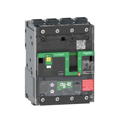 C12B44V160L - Schneider Electric - Kaitselüliti, ComPacT NSXm 160B, 25kA/415VAC, 4 poolust, MicroLogic 4.1 päästikuallika 160A, EverLink kinnituskohad.