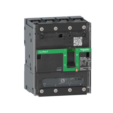 C12F4TM160B - Schneider Electric - Kaitselüliti, ComPacT NSXm 160F, 36kA/415VAC, 4P 4D (neutraal täielikult kaitstud), TMD päästikuseade 160A, klemmid/kaitseklemmid.