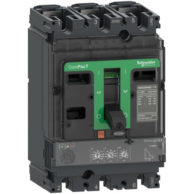 C16F32D160 - Schneider Electric - ComPacT NSX160F - kaitselüliti - MicroLogic 2.2 160A - 3P3D - 36kA - fikseeritud paigaldus
