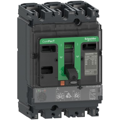 C16H32M100 - Schneider Electric - Kaitselüliti, ComPacT NSX160H, 70kA/415VAC, 3P, MicroLogic 2.2M päästik 100A