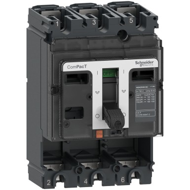C16S3D - Schneider Electric - Kaitselüliti põhiraam, ComPacT NSX160S DC, 100kA/750VDC, 3 poolust, 160A raami nimivõimsus, ilma päästikuseadmeta.