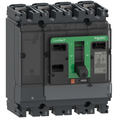 C254250S - Schneider Electric - ComPacT NSX250NA - lülituskatkestaja - 250A - 4P - fikseeritud paigaldus