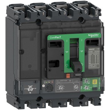 C25F44B240 - Schneider Electric - Kaitselüliti, ComPacT NSX250F, 36kA/415VAC, 4P, MicroLogic Vigi 4.2-AB väljalülitusseade 240A