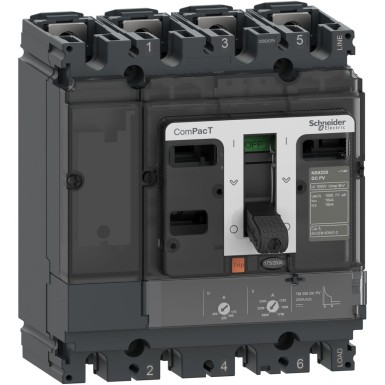 C25F4TM200D1 - Schneider Electric - Kaitselüliti, ComPacT NSX200 DC PV, 10kA/1000VDC, 4P, TM-DC PV päästik 200A.