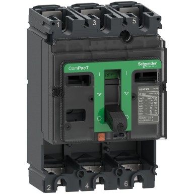 C25H3 - Schneider Electric - Kaitselüliti põhiraam, ComPacT NSX250H, 70kA/415VAC, 3 poolust, 250A raami nimivõimsus, ilma päästikuseadmeta.