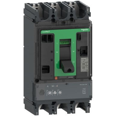 C63W32M500 - Schneider Electric - Kaitselüliti, ComPacT NSX630HB2, 100kA/690VAC, 3P, MicroLogic 2.3M päästik, 500A