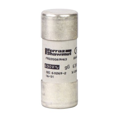 DF2FN63 - Schneider Electric - NFC padrunkaitsmed, TeSys GS, silindrilised, 22mm x 58mm, kaitsme tüüp gG, 500VAC, 63A, ilma lööklaualita.