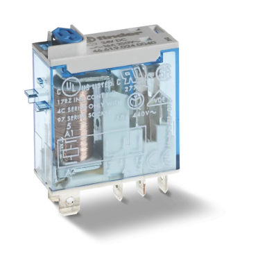 466190240074 - Finder - Miniatuurne tööstuslik elektromehaaniline relee; paigaldus pistikupessa või Faston otsikutesse (4,8x0,5mm); 1CO 16A; AGNI kontaktid; 24V DC mähis; RTII niiskuskaitse; Valikud: InDicator + LED (DC Neolyarov.)