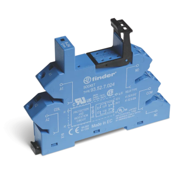 93528230 - Finder - Roosett sündmusteta klemmidega (vedruklamber) relee 41-seeria jaoks; Toitepinge 230V AC; kaasasolev plastklamber; Valikud: LEDid