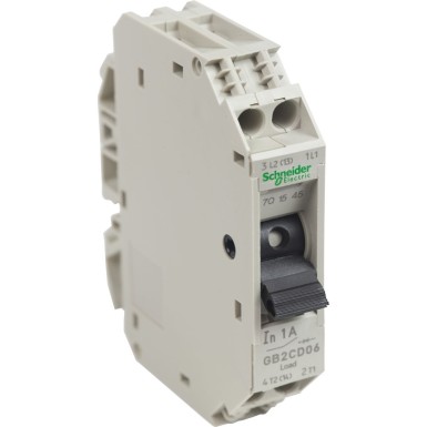 GB2CD06 - Schneider Electric - Kaitselüliti, TeSys GB2, 1P+N, 1A, Icu 50kA 240V juures, termomagnetiline, DIN rööpale paigaldatav.
