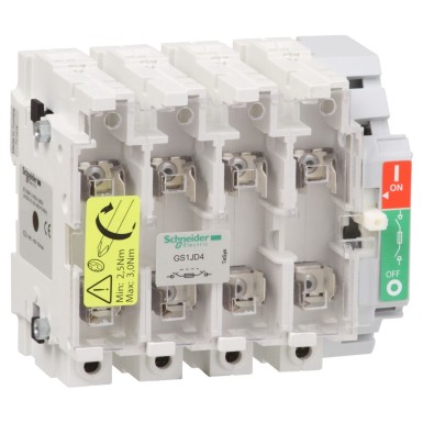 GS1JD4 - Schneider Electric - Lülituskatkesti, TeSys GS, 4P, 4NO, 100A, 9W, kaitsme tüüp NFC, suurus 22x58mm