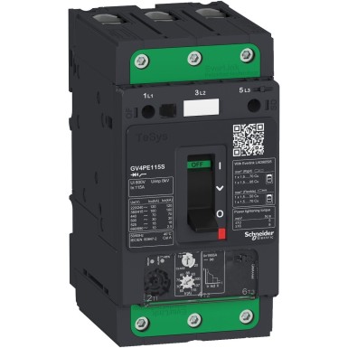 GV4PE115S - Schneider Electric - Mootori kaitselüliti, TeSys GV4, 3P, 115A, Icu 100kA, termomagnetiline, Everlink klemmid