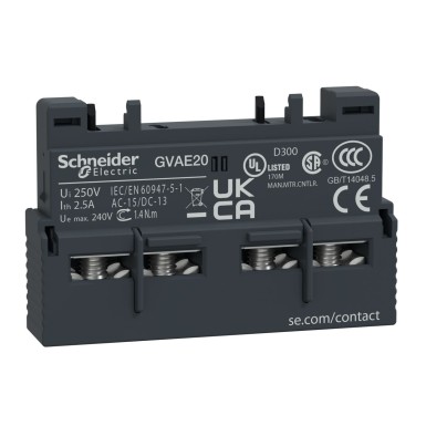 GVAE20 - Schneider Electric - Abikontaktplokk,TeSys Deca,2NO,esiotsas,GV2 jaoks.