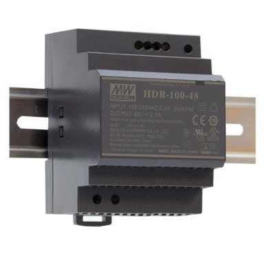 HDR-100-12N - Mean Well - AC-DC ultraõhuke DIN-liistu toiteallikas; Sisend: 85-264V AC; Väljund: 12V DC, 7,5A; mitte-LPS.