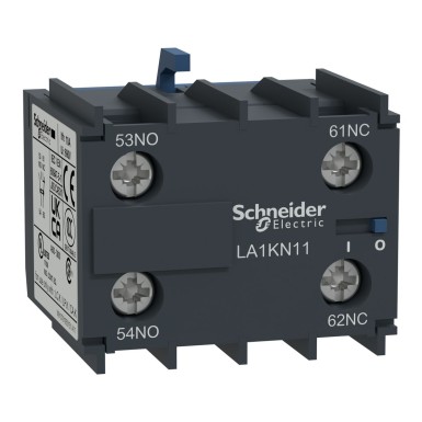 LA1KN11 - Schneider Electric - Abikontaktide plokk, TeSys K, 1NO+1NC, esiosa paigaldus, kruviklambrite klemmklemmid.