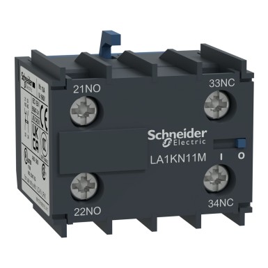 LA1KN11M - Schneider Electric - Abikontaktplokk, TeSys K, 1NO+1NC, esiosa paigaldus, kruviklambrite klemmid, EN 50012