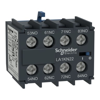 LA1KN40 - Schneider Electric - Abikontaktide plokk, TeSys K, 4NO, esiosa paigaldus, kruviklambrite klemmid
