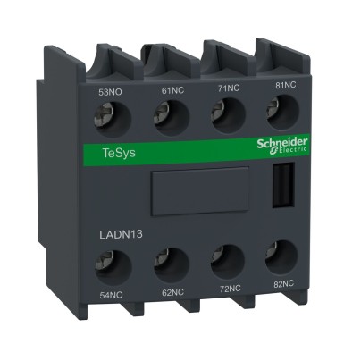 LADN13 - Schneider Electric - Abikontaktplokk, TeSys Deca, 1NO+3NC, eestpoolt paigaldatav, kruviklambrilised klemmid