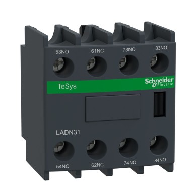 LADN31 - Schneider Electric - Abikontaktide plokk, TeSys Deca, 3NO + 1NC, eestpoolt paigaldatav, kruviklambrilised klemmid