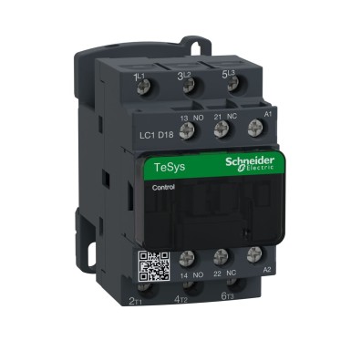 LC1D18LE7 - Schneider Electric - Kontaktor, TeSys Deca, 3P(3NO), AC-3/AC-3e, <=440V, 18A, 208V AC 50/60Hz mähis.