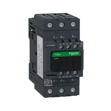 LC1D40ABD - Schneider Electric - Kontaktor, TeSys Deca, 3P(3 NO), AC-3/AC-3e, 0 kuni 440V, 40A, 24VDC standard mähis.