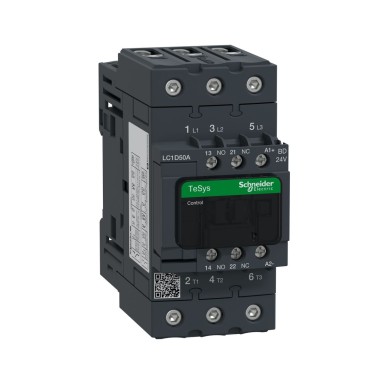 LC1D50ABD - Schneider Electric - Kontaktor, TeSys Deca, 3P(3 NO), AC-3/AC-3e, 0 kuni 440V, 50A, 24VDC standard mähis.
