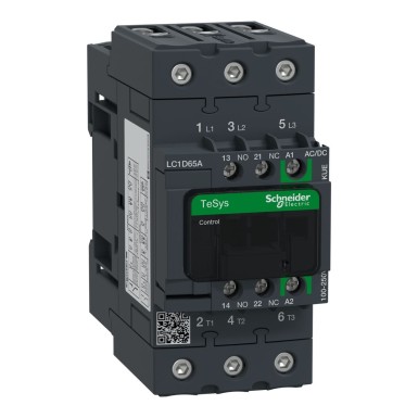 LC1D65AKUE - Schneider Electric - Kontaktor, TeSys Deca, 3P(3 NO), AC-3/AC-3e, 0 kuni 440V, 65A, 100-250VAC/DC mähis, EverLink