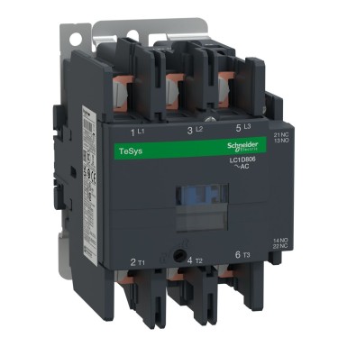 LC1D806M7 - Schneider Electric - Kontaktor, TeSys Deca, 3P(3NO), AC-3/AC-3e, <=440V 80A, 220V AC 50/60Hz mähis, rõngaklemmid.