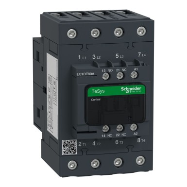 LC1DT80AB7 - Schneider Electric - Kontaktor, TeSys Deca, 4P (4 NO), AC-1, 0 kuni 440V, 80A, 24V AC 50/60Hz mähis.