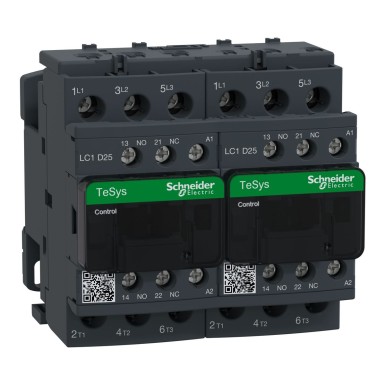LC2D25B7 - Schneider Electric - TeSys Deca pöördkontaktor,3P(3NO),AC-3,<=440V 25A,24V vahelduvvoolu mähis.