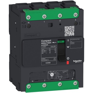 LV426220 - Schneider Electric - kaitselüliti ComPact NSXm B (25 kA 415 VAC juures), 4P 4d, 16 A nimiväärtus TMD päästik, EverLink ühendused