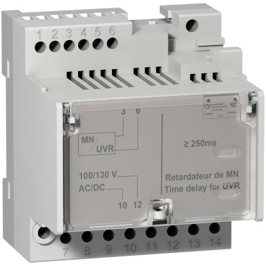 LV833684SP - Schneider Electric - MN viivitusseade, MasterPact MTZ, fikseeritud ajaviivitus 0,25s, 100/130VDC, 100/130VAC 50/60Hz, varuosa
