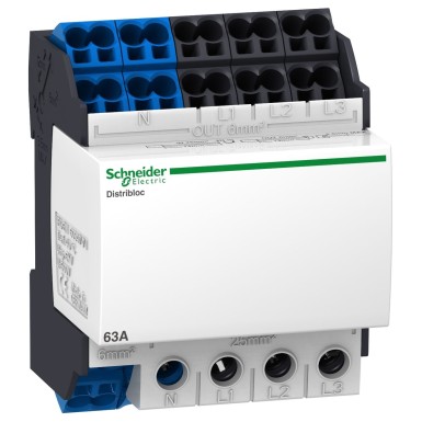 LVS04041 - Schneider Electric - Jaotusplokk, Linergy DX, 4P, 63A, 4 moodulit, 24 auku, kiirühenduspõhi